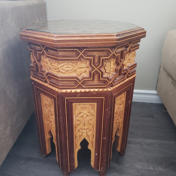 Intricate Wooden Octagonal Table - Picture 2 of 2